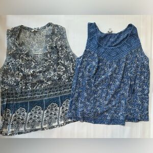 LUCKY BRAND Lot of 2 Sleeveless Smocked Shirts Medium EUC!
